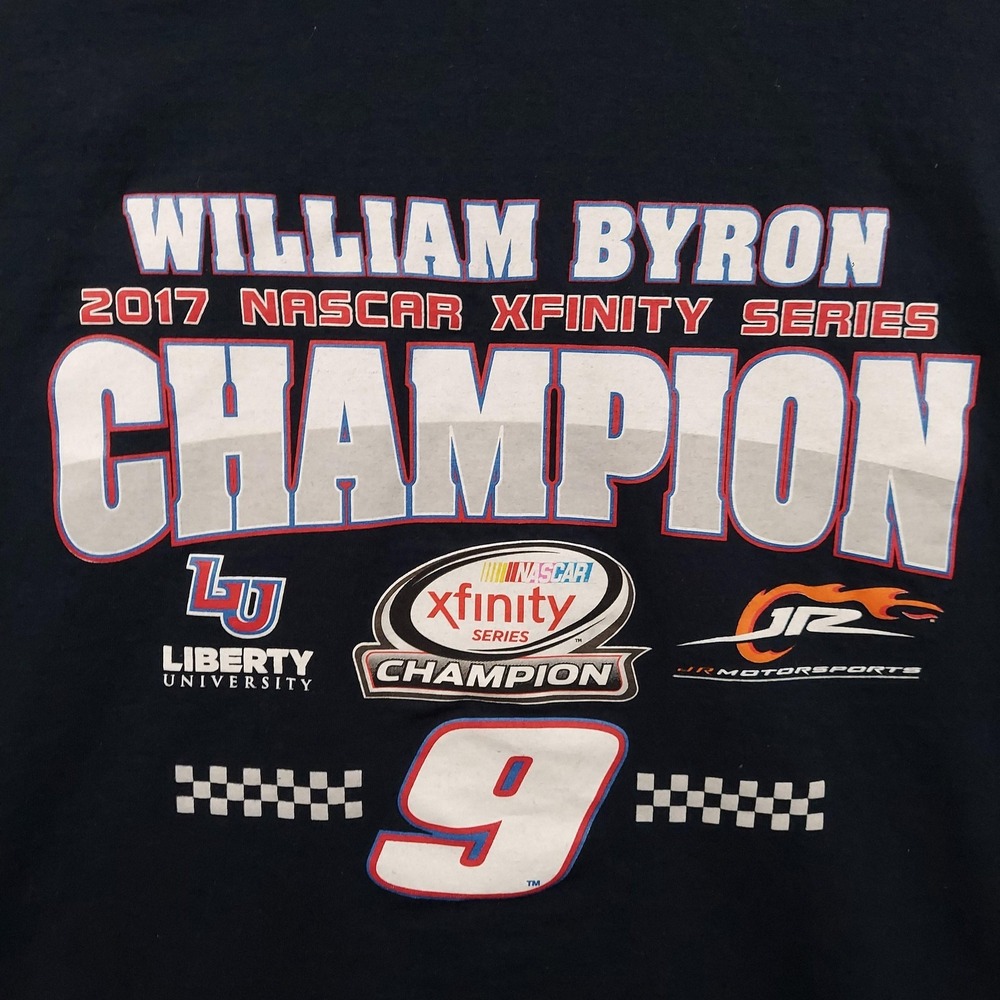 William Byron JR Motorsports Shirt Mens XL Blue 2017 NASCAR Xfinity Champion 9 - Picture 2 of 7